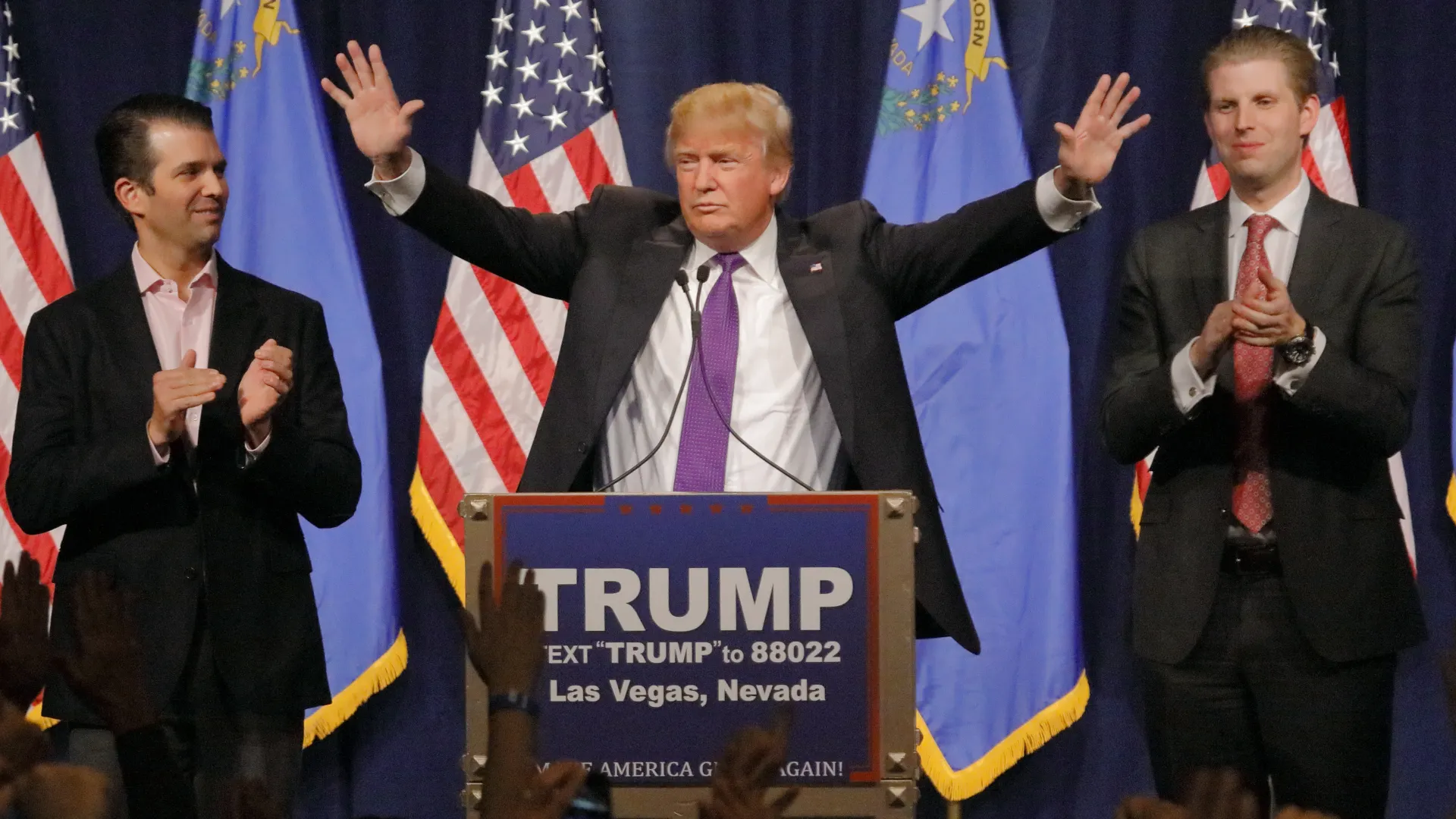 U.S. President Donald Trump (center) with sons Donald Jr. (left) and Eric (right). Photo: Shutterstock