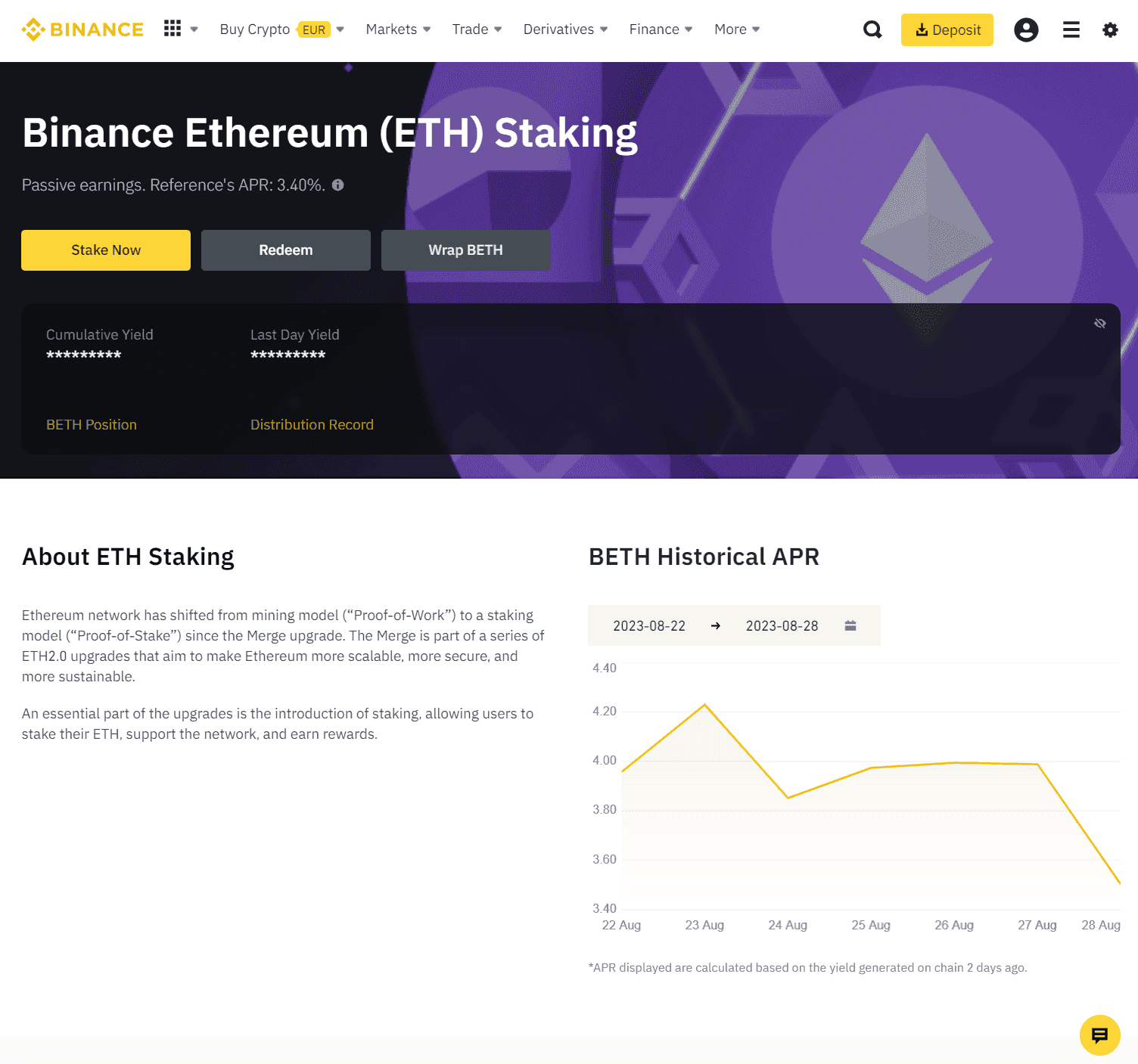 Binance Earn Eth staking