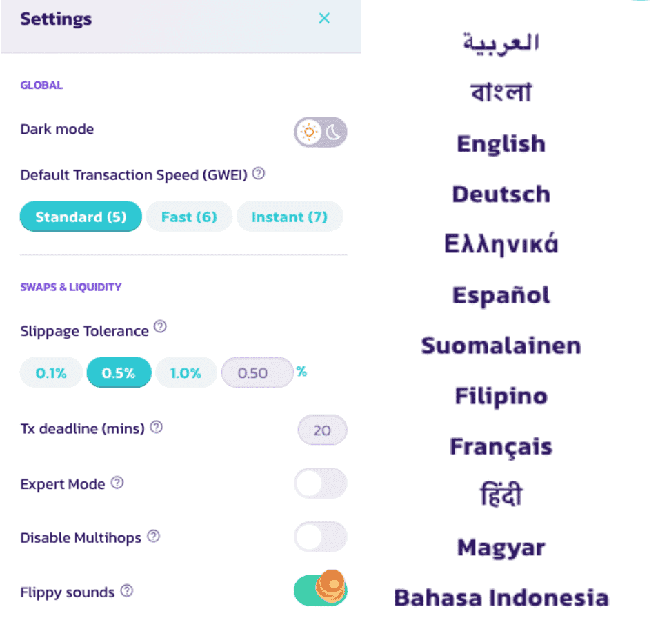 Settings and Language