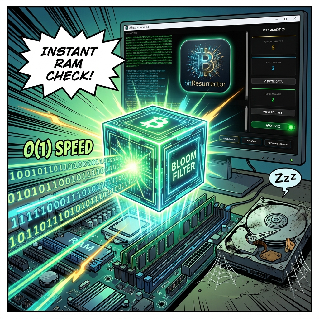 Bloom Filter Technology: Instant Verification Speed Bloom Filter O(1) Speed Visualization inside PC Hardware