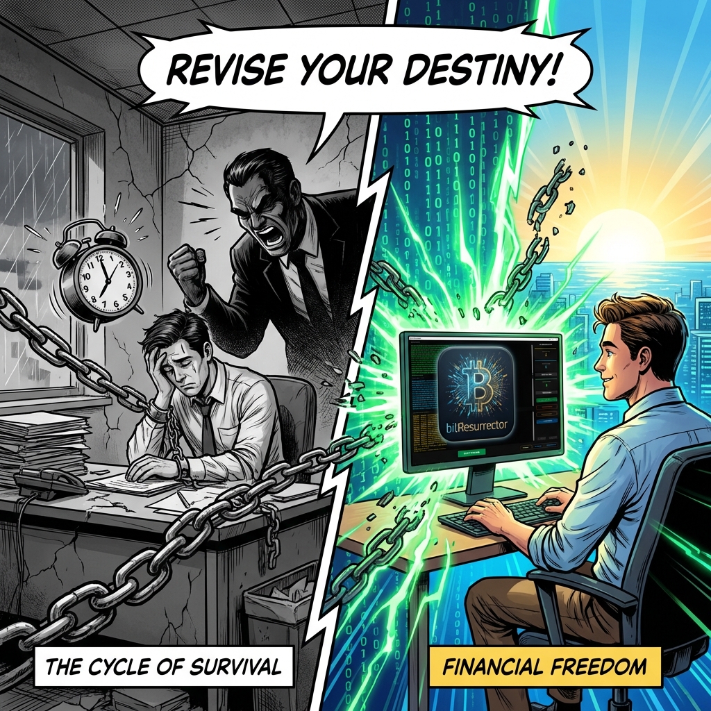 BitResurrector: Revise Your Destiny Digital Sovereignty and Financial Freedom comic illustration
