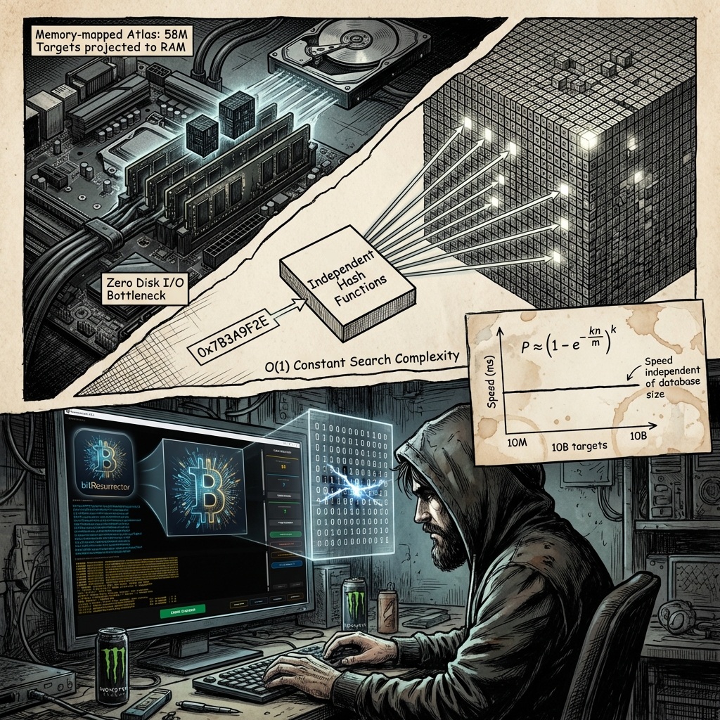 Detailed Architecture Diagram of BitResurrector Bloom Filter Implementation