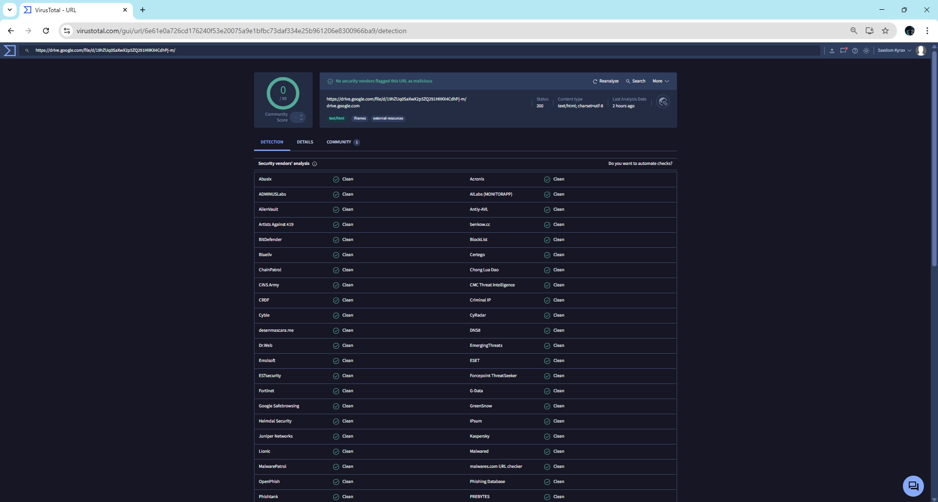 VirusTotal Security Scan Result - Clean bitResurrector with virus total check - passed